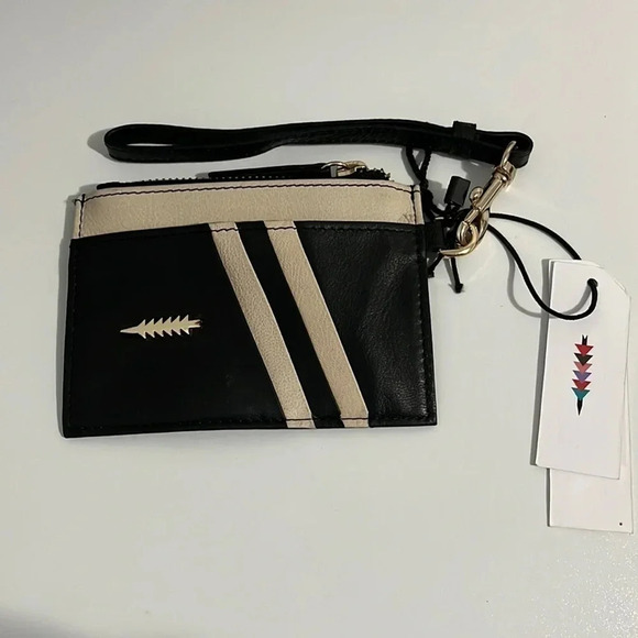 THACKER | Wallet | Black & Cream | Genuine Leather | Wristlet | NEW - Picture 1 of 5